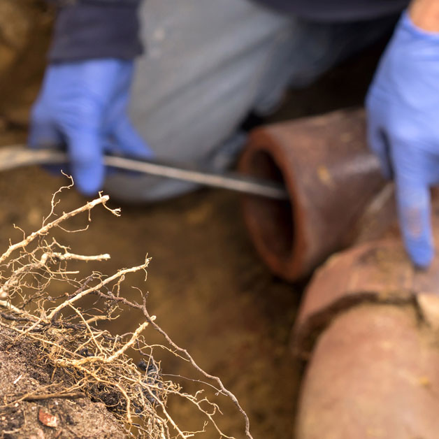 Blocked drain because of root infiltration