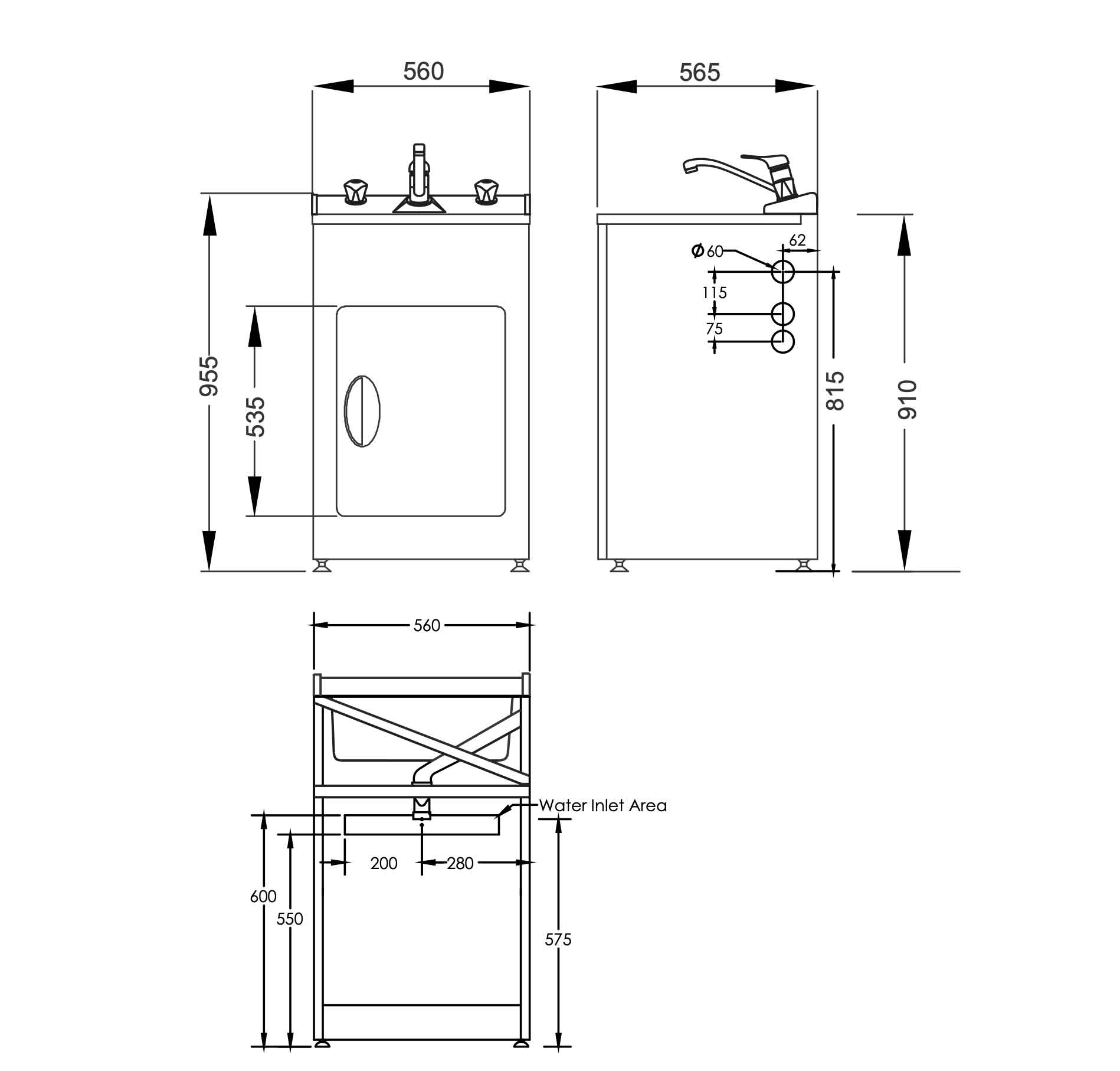 Aquatica Laundra Centro Tub dimensions